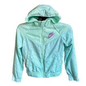 Nike Mint Green Hood Windbreaker Jacket Girl's Size Large | 41-2
